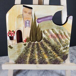 Set of 2 Carrie Olsen Garrard "Villa Provence" Ceramic Wine Plates - Handcrafted